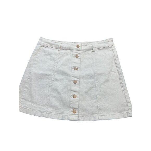 Forever 21 Light Pink Button-Down A-Line Mini Skirt Size 30 Rose Gold Hardware - Picture 1 of 4
